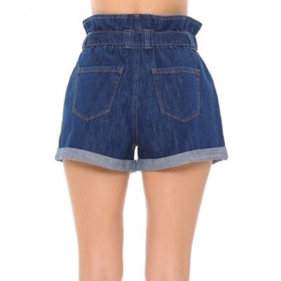 Denim Paperbag Shorts-Size Small - Picture 4 of 6